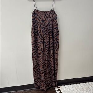 Brown and Black Zebra Print Maxi Dress